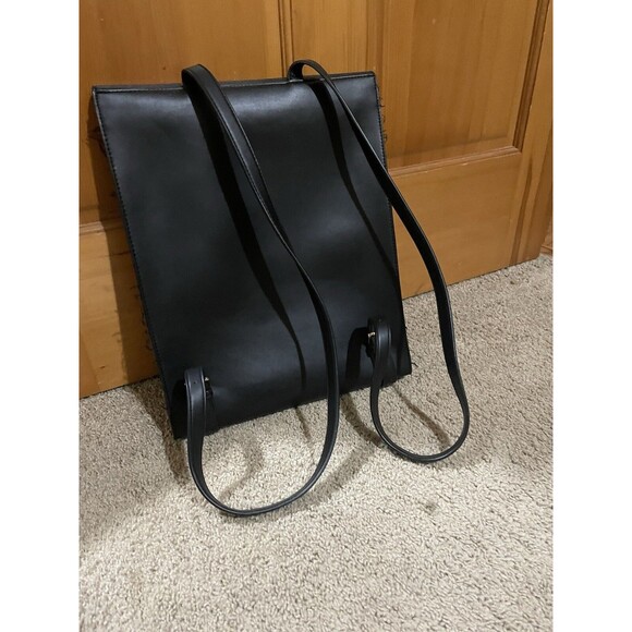 Summer & Rose Black vegan Leather Skinny Backpack laptop main image 7
